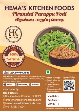 Pirandai Paruppu Podi 100g